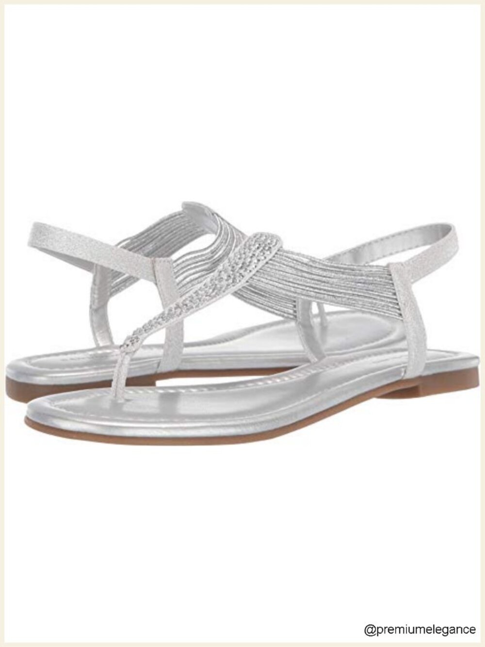 Metallic Rhinestone Embellished Flat Sandals Slingback
